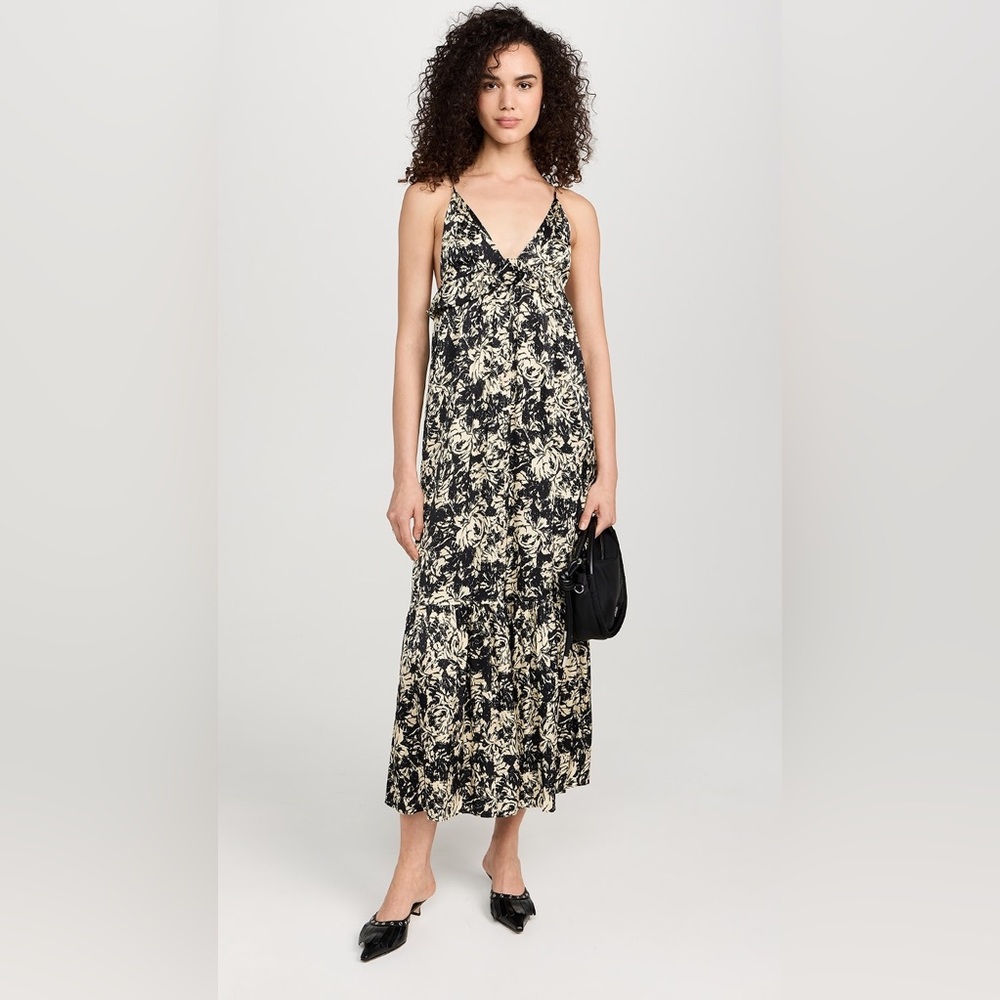 GANNI PRINTED SATIN STRAP DRESS size 38 BNWT! Like a 4-6 US